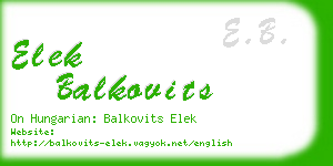 elek balkovits business card